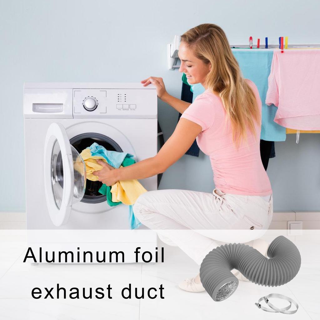 Tubo Flessibile Regolabile in PVC Robusto per Condotto d'Aria di Essiccatore con 2 Fascette a Vite per Ventilazione HVAC