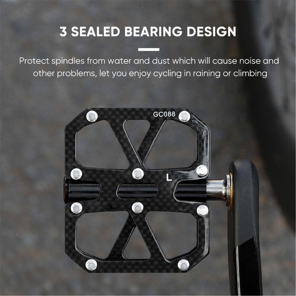 Pedal, 3 Bearing Anti Skid Mountain Bike Flat Pedal for All Terrain Riding