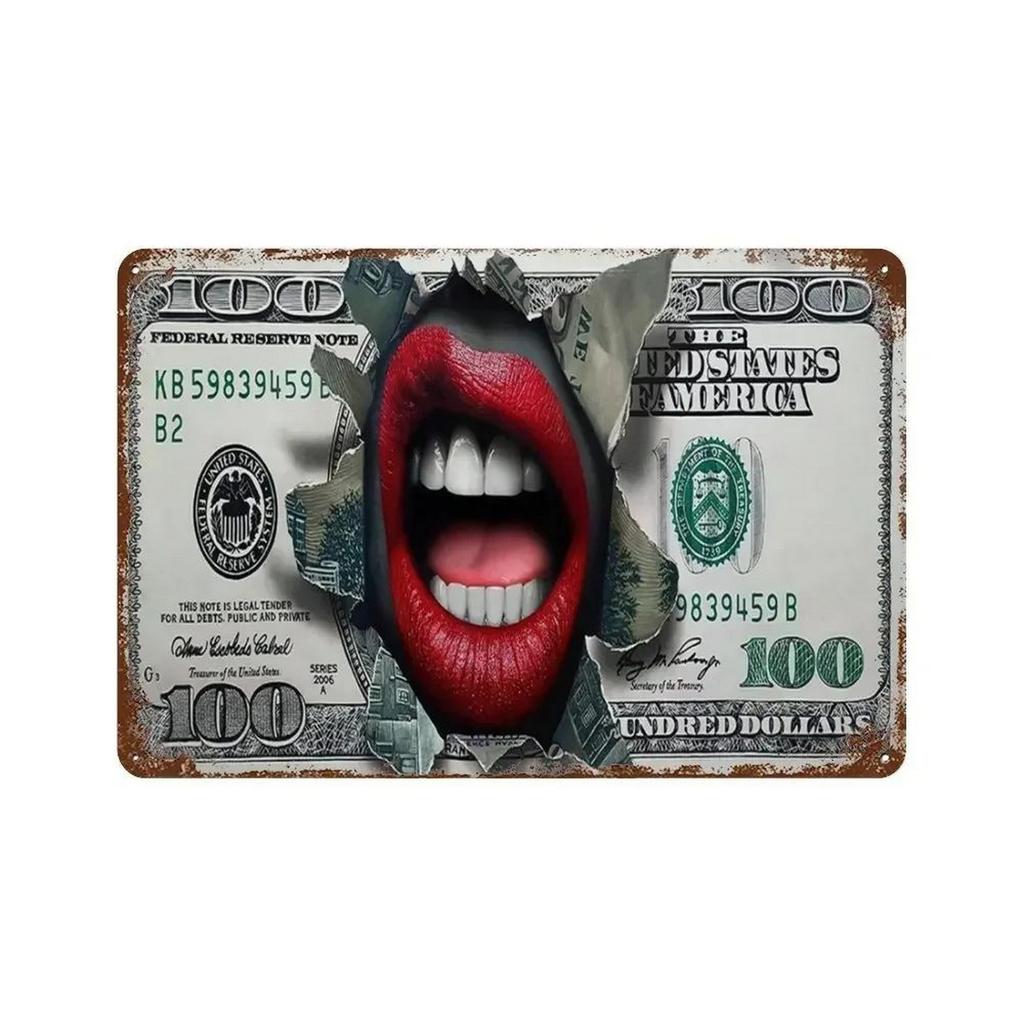 American US Dollars Metal Tin Signs Posters Plate Wall Decor for Restaurant Game Room Garage Bars Cafe Clubs Retro Poster Plaque