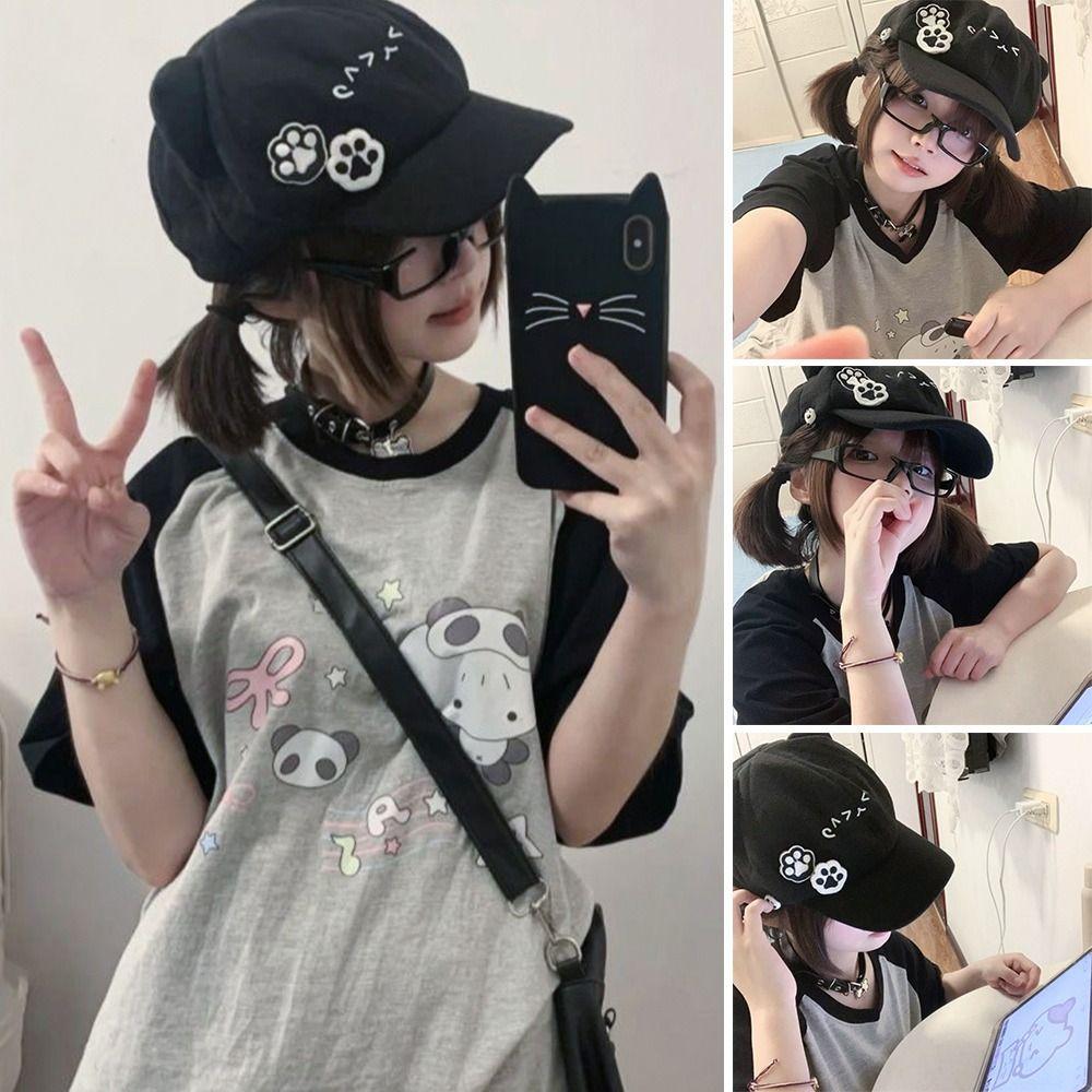 Y2k Berets Caps Lolita JK Baseball Cap Fashion Newsboy Hats  for  Women  Girls