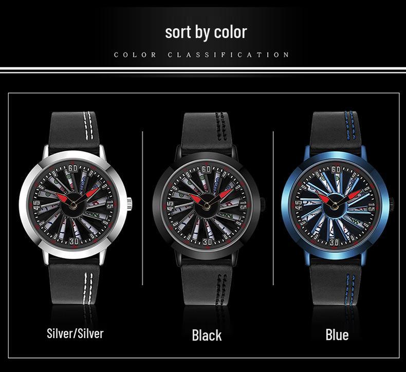Sanda 1045 Mahjong Rotating Leather Strap Men's Creative Wristwatch