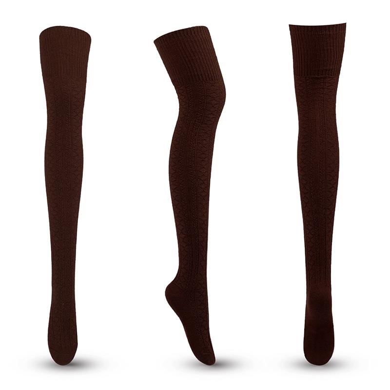 Oberschenkelhohe Socken Lange Strümpfe Sexy Überknie-Socken Baumwolle All-Match Einfarbige Strickware Warm Damen Japanische Beinstulpen One Size black