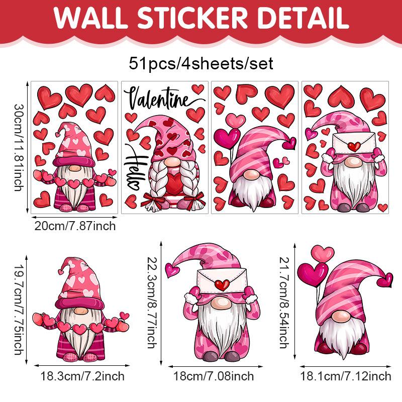 Valentine'S Day Love Window Sticker Cartoon Dwarf Pvc Self-Adhesive Marriage Wedding Wall Sticker Atmosphere Decoration Decals