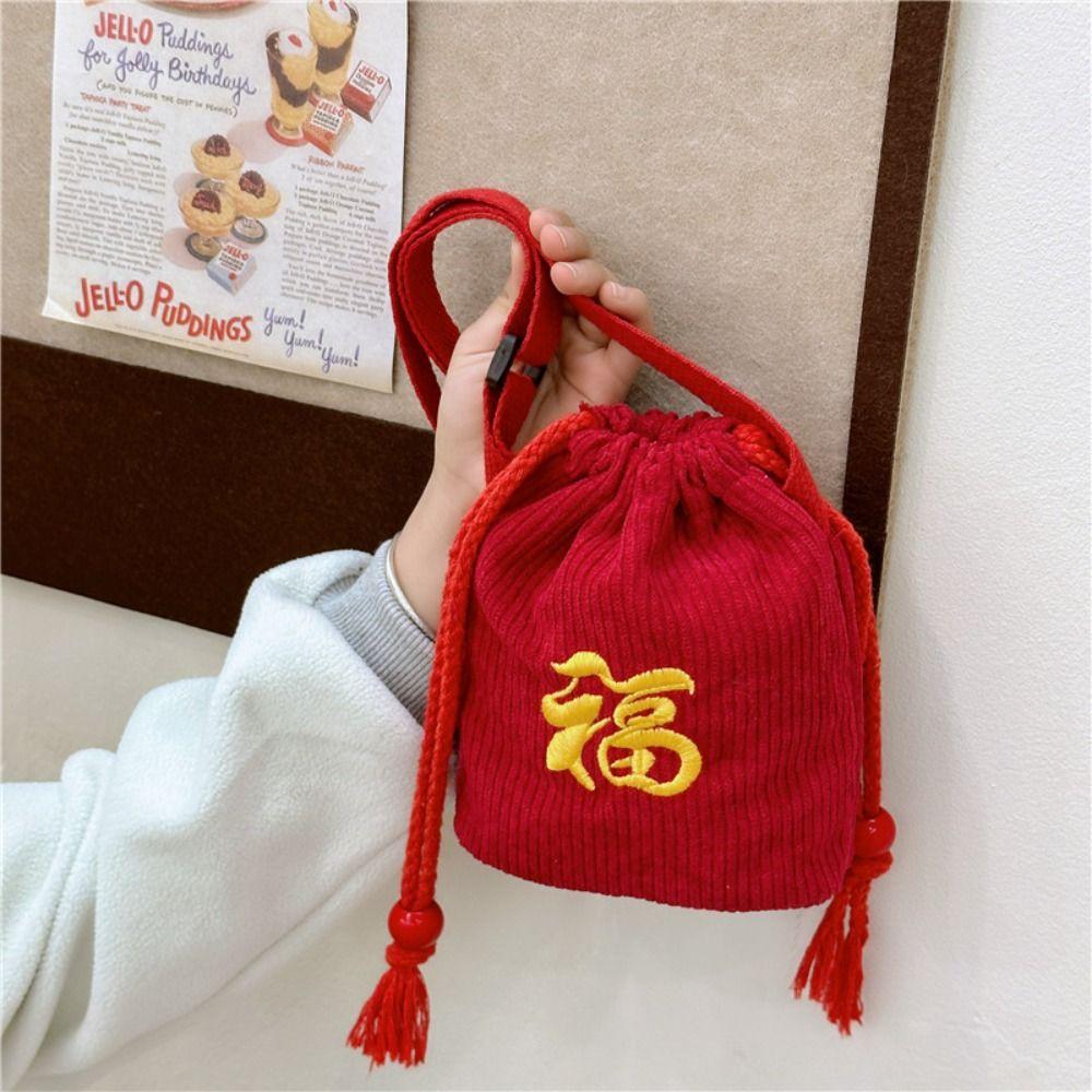 Crossbody New Year Lucky Money Bag Chinese Style Fu Embroidered Bag  Handbag