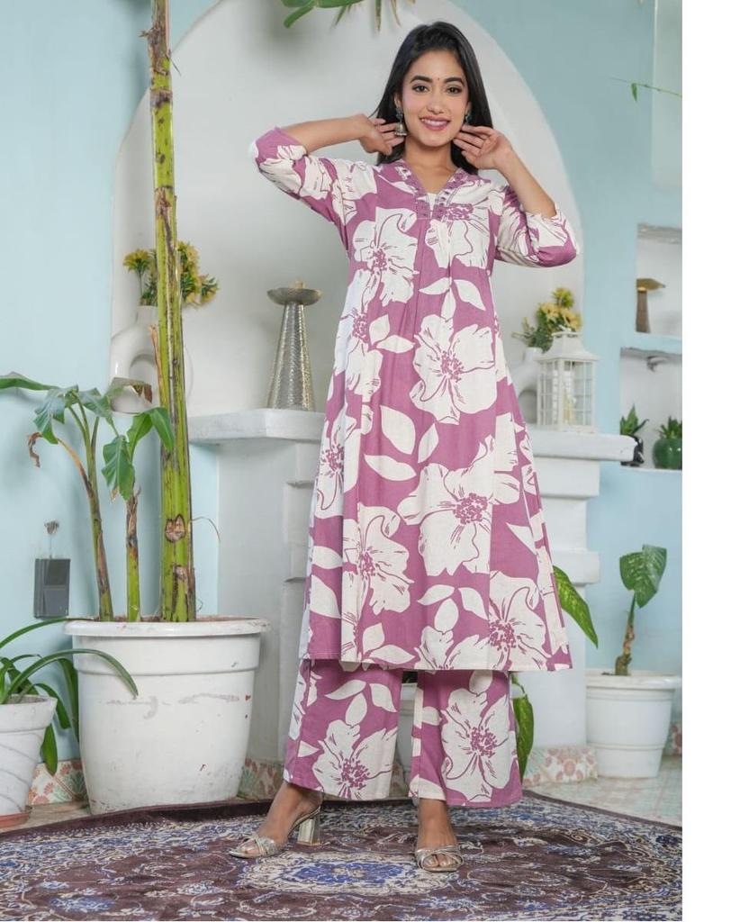 Femei Designer Floral Imprimat A Linie Kurti Indian Bollywood Petrecere Top Tunică Kurta Set Pantaloni