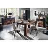 INDY Low Sideboard 4 Doors and 1 Drawer - Aged Wood and Matt Gray Melamine - L 178 X D 40 X H 77 Cm