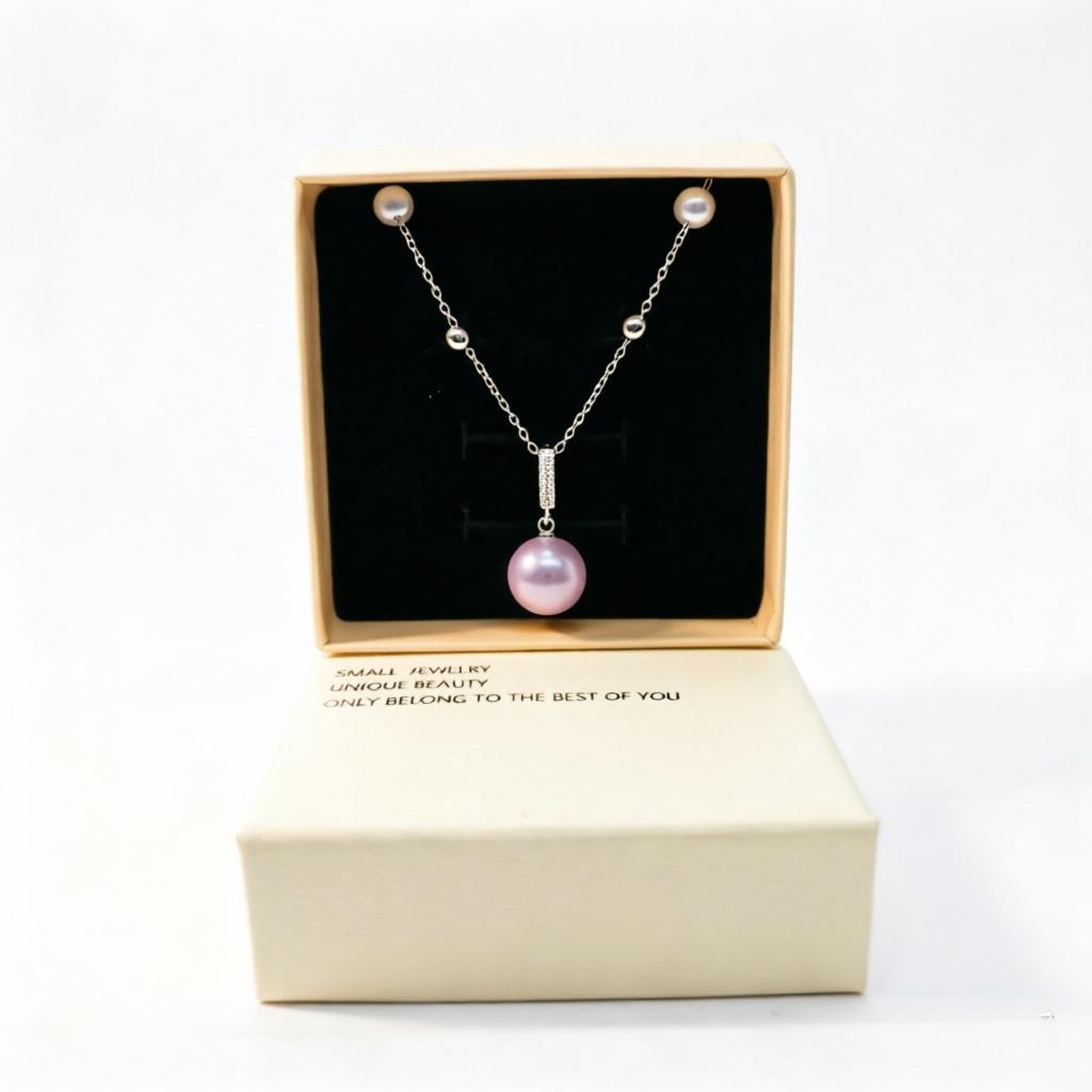 Vintage Rose Pearl Pendant Necklace Fashionable Versatile Women'S Copper Inlaid Zircon Jewelry