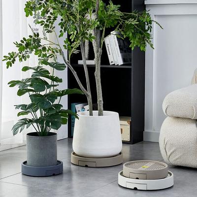 Round Flower Pot Mobile Tray Heavy Duty Stable Universal Wheel Mobile Base with Drainage Tray Non-Slip Plants Holder