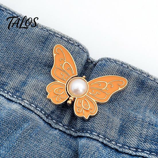 Strong Metal Waist Clip Pants Tighteners No-Sewing Butterfly Flower Buttons Pins Adjustable Snug Fit Jeans Accessory Buckle Extender for Loose Skirts