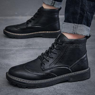 Jesienne nowe buty Martin, buty biznesowe ze skóry, sznurowane, wysokie, skórzane, zimowe, ochronne i odporne na zużycie, buty męskie