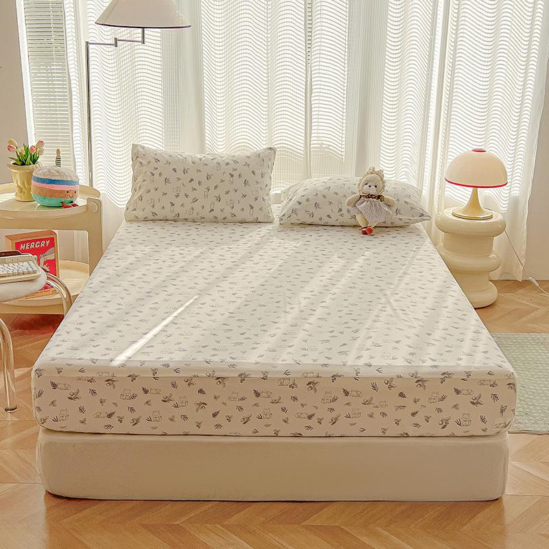 

2025 New Type A Washed Crepe Yarn Printing Bed Head Small Fresh Mattress Cover 360 Degree Wrap with Elastic Bedspread 48x74cm 2 pillowcase