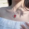 Elegant Rose Jewelry Gift Box: Red Ocean Heart Necklace with Diamond Accent, Stylish Women's Pendant.