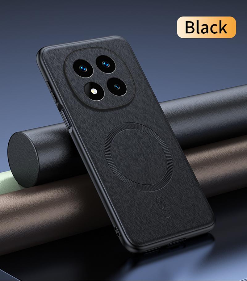 For Redmi Note 14 Pro 5G Case Magnetic Leather Shield Cover High Quality Anti-Fingerprint Non-Slip PC+TPU