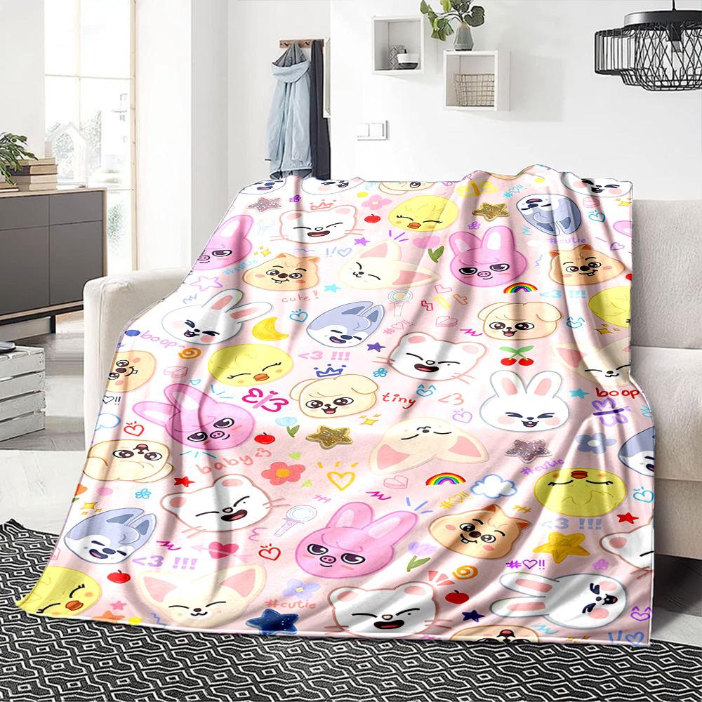 1Pc Cute Animal Expressions Blanket For Couch Bed Plush Cozy Fuzzy Blanket Super Soft Warm Blankets For Fall And Winter 091843