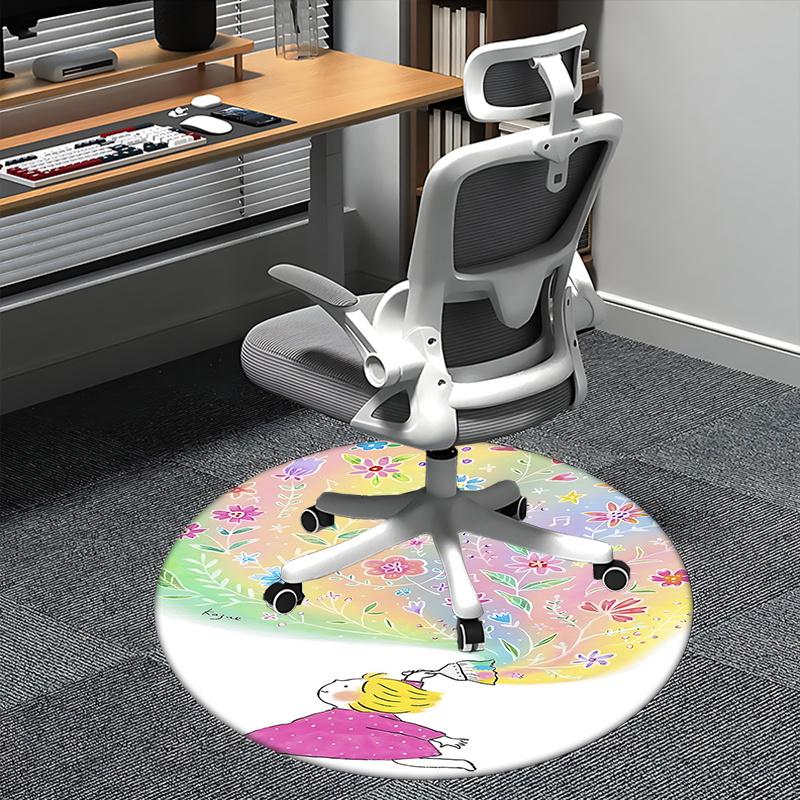 

Floral Chair Mat Round Carpet - Home Decor, Sofa Rug 80cm