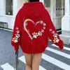 Herz Hundepfote Aufdruck Hoodies Damen Lässig Mode Alleskönner Kapuzenpullover Fleece Warm Neue Pullover Harajuku Trend Kapuzenpullover