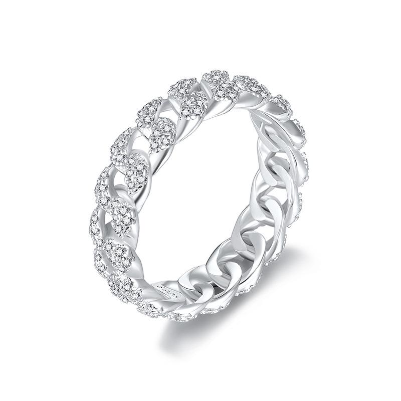 Men's Trendy Cuban Chain Zirconia Ring - Hip Hop Style, Super Cool Finger Jewelry for Couples.