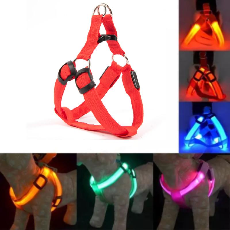 Led Dog Harness Safety Nylon Strap Adjustable Flashing Light Rechargeable Up