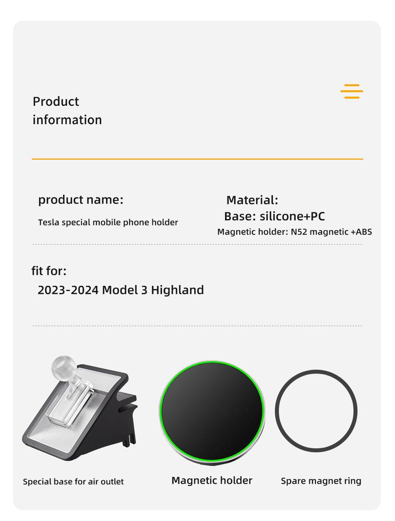 Car Phone Holder For Tesla Model Y Juniper Model3 Highland Model YL Adjustable Magnetic Car Phone Support Frame Accessories