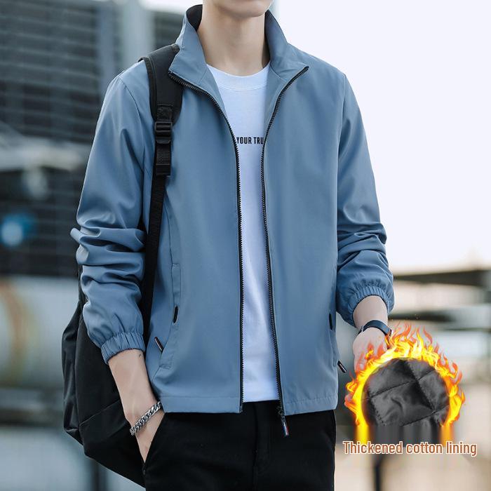 Men's 2025 Trendy Loose Fit Stand Collar Jacket - Simple Business Casual for Spring and Autumn