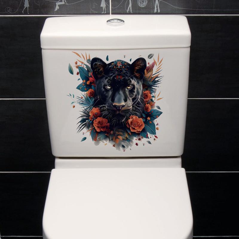 Black Panther Bathroom Toilet Sticker Clownproof Toilet Decoration Self adhesive Sticker