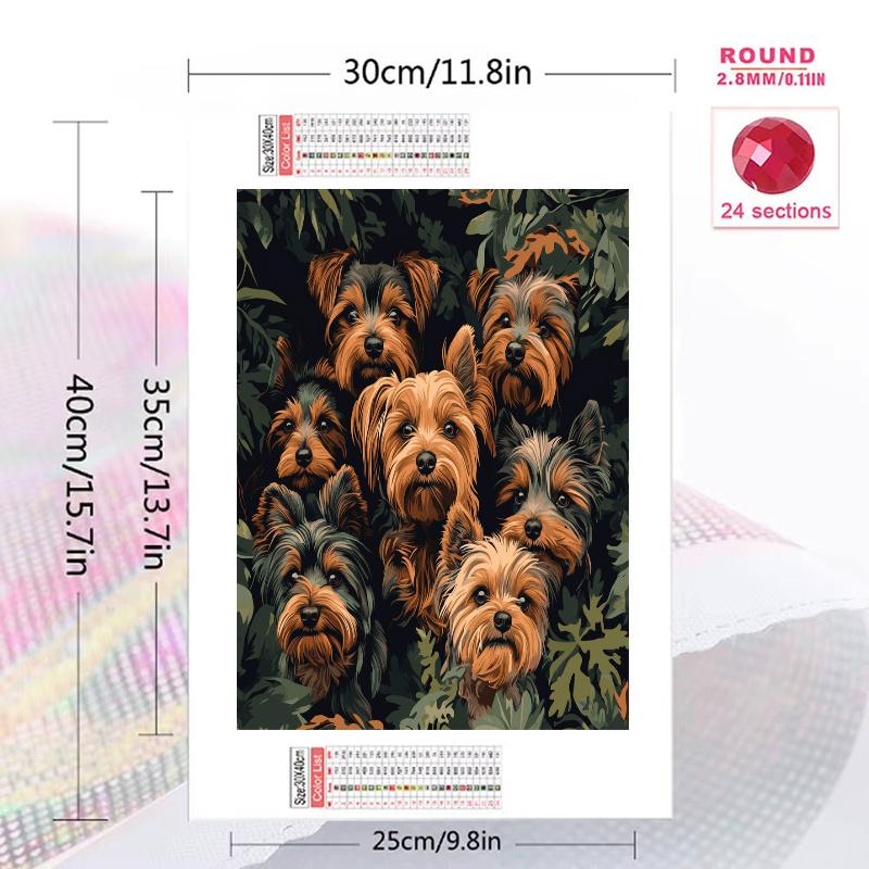 Yorkshire Terrier Pattern 3pcs 100% Round Full Drill 5D DIY Diamond Painting Embroidery Cross Stitch Rhinestone Décor