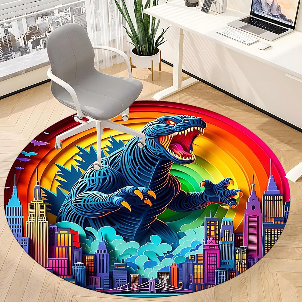 1pc Dinosaur Office Round Area Rug, Under Office Chairs Bedroom Living Room Home Decor a1016234