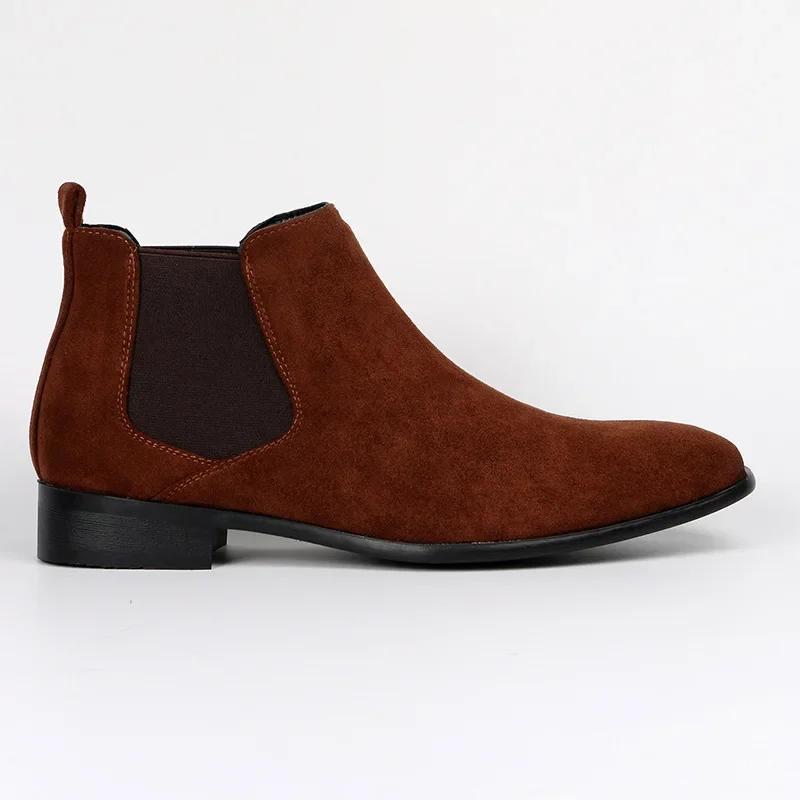 Herren Chelsea Boots Vielseitige Modische Kurze Stiefel Kleiner Eckiger Kopf Designer Schuhe Absätze Cowboystiefel