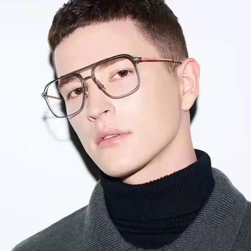 Double Beam Blue Light Blocking Nearsighted Glasses TR90 Square Prescription With Cylinder -0 5 To -6 For Women Men
