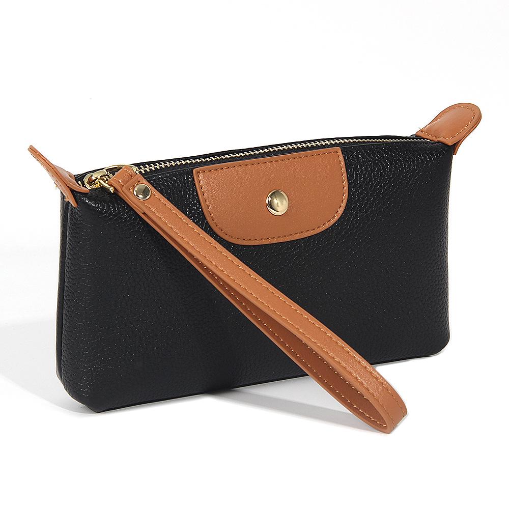 Women's Long Genuine Leather Wallet - Large Capacity, Lightweight, Fashionable Color Block Clutch with Zipper