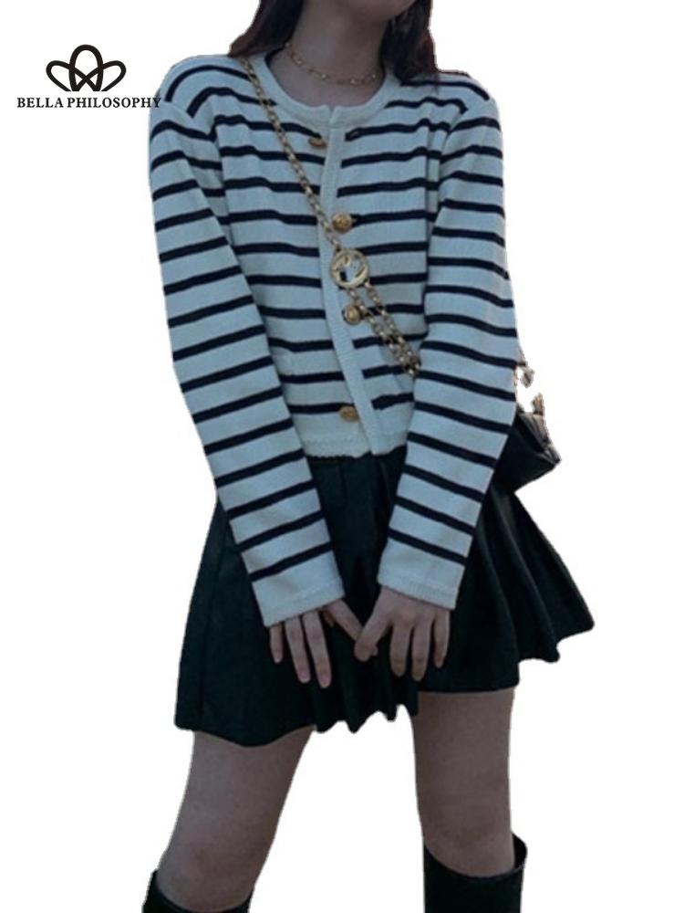 Women Fashion Striped Cardigan Casual Long Knitted Cardigan Women Sweater Coat New Cardigans Woman Clothes