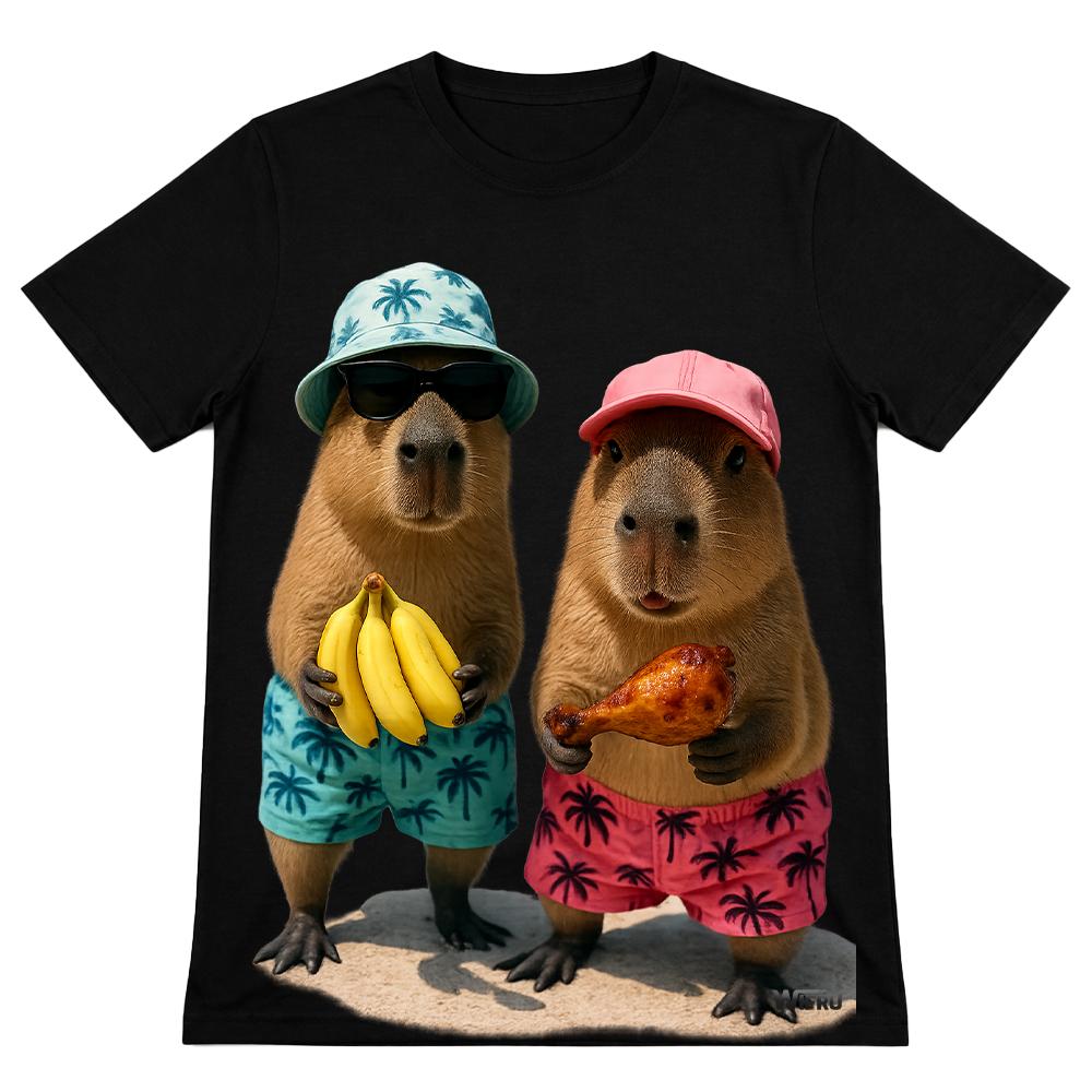 

Fun selfie animal emoji Tshirt 2026 Summer Street Fashion Hip Hop Style Short Sleeve Tee Mens and Womens Y2K Casual Loose Top S
