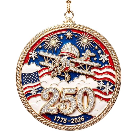 Patriotic Christmas Tree Snowflake Ornaments 250 Anniversary USA Ornament, United States 1776-2026 250th National Day Festive Keepsake, Acrylic
