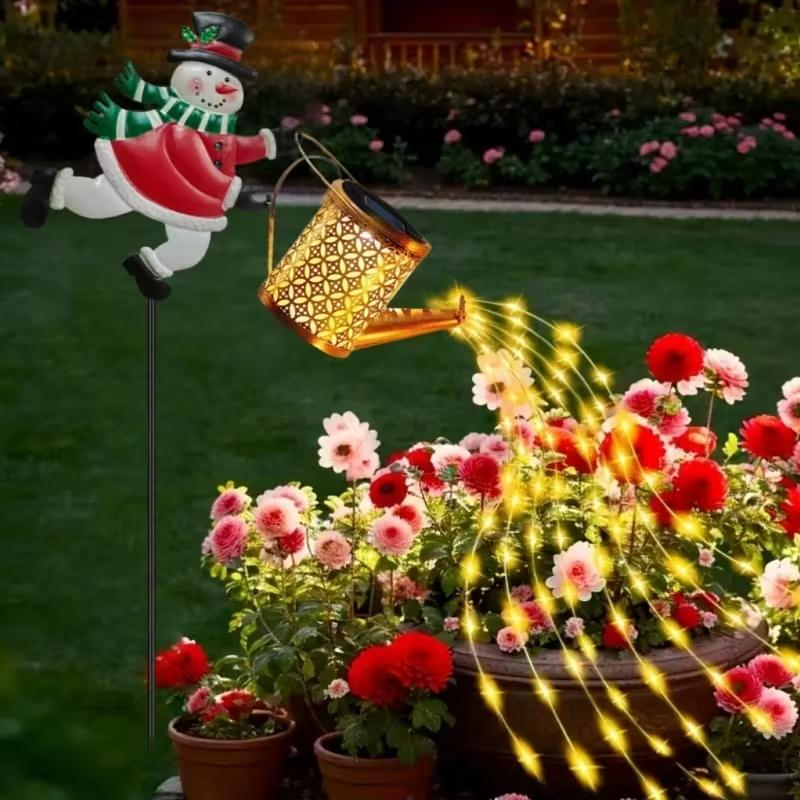 Solar Schneemann Kessel Lichter Außen Solar Rasenlampe Warmweiß Weihnachtsmann Solar Hängelaterne für Hof Garten Weihnachtsdeko