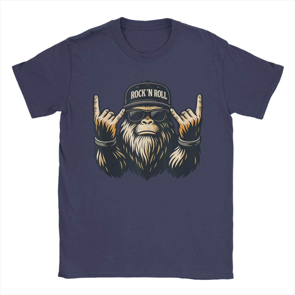 Bigfoot Rock On Sasquatch Heavy Metal Vibes T Shirt Summer Cotton T Shirts Unisex Novelty Tee Shirt Short Sleeve Vintage Top Tees