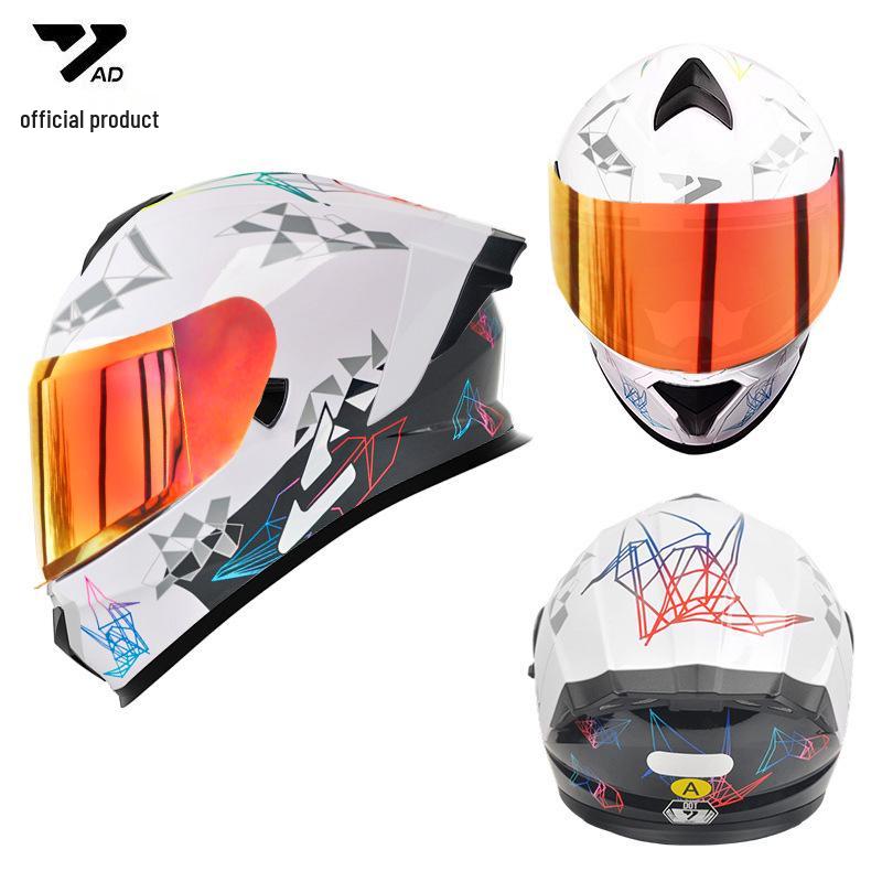 Cross-border DOT Certified Full Face Motorcycle Helmet for Men and Women, Trendy Four Seasons Riding Gear