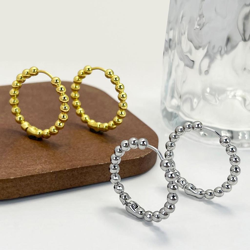 Chic European-Style Geometric Bead Stud Earrings - Niche Design, Light Luxury Accessory