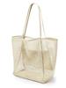 Women Large Capacity Beach Bag Durable Polyester Woven Shoulder Bag Portable Storage Bag Foldable Swimming Bag for Travel Purse