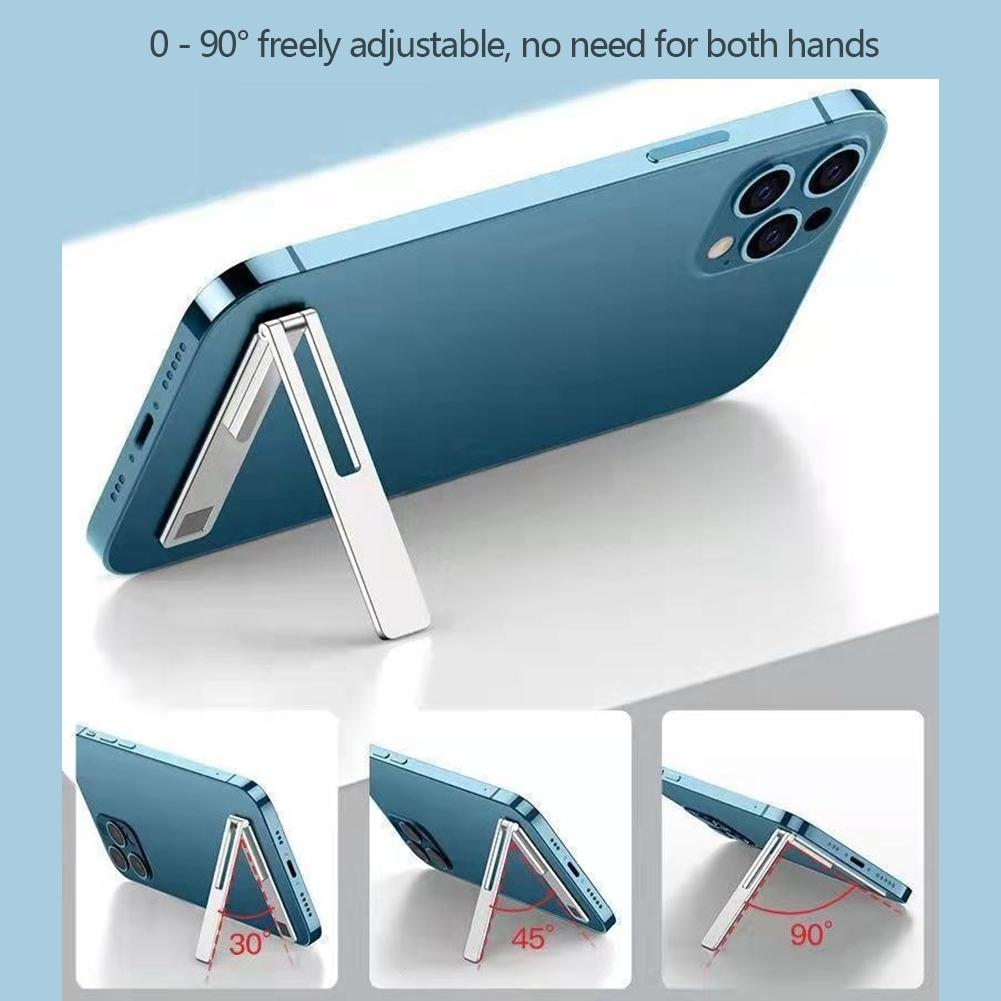 Ultra-Thin Metal Folding Phone Holder Alloy Invisible Back Stick Phone Desktop Holder Portable Mobile Support Phone Stand