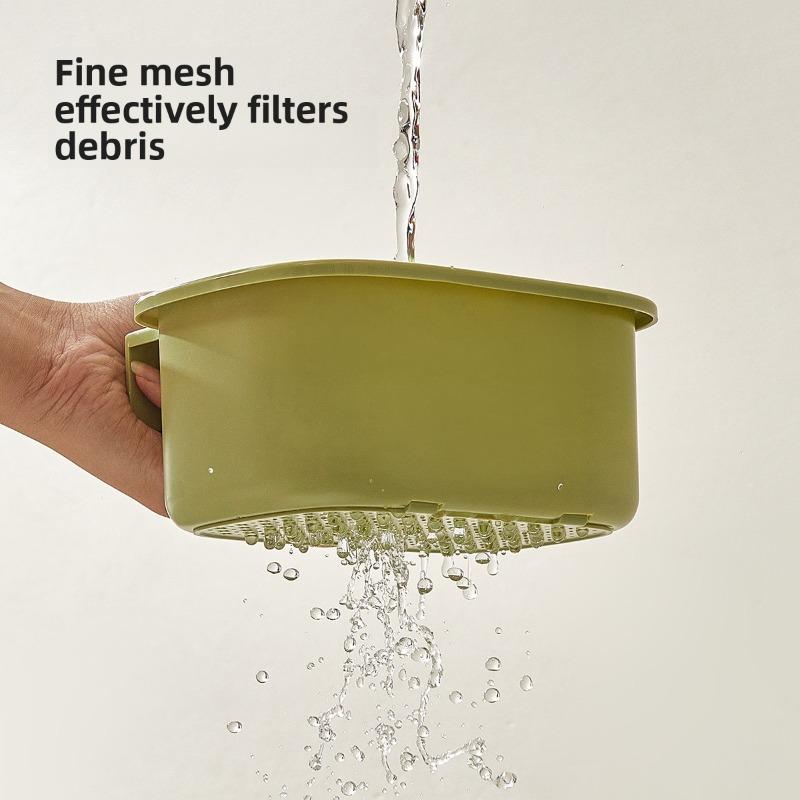 Wall-mounted Sink Draining Basket, Press-type Multi-functional Wall-mounted Food Residue Cleaning and Filtering Basket