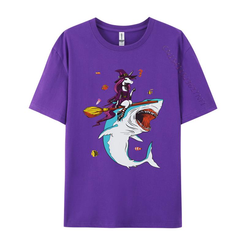 Funny Unicorn Riding Shark Halloween T Shirts Printed Tshirt Men Tee Shirt Anime Adult Man Top Shirts