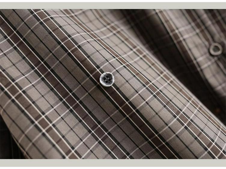 Women's Retro Plaid Color Block Button-Down Long Sleeve Shirt - 2025 Autumn/Winter Loose Fit Slimming Casual Top