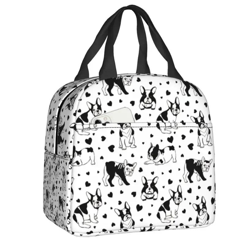 Štěně francouzského buldočka Termoizolační obědové tašky Dámský vzor psí hlavy Opakovaně použitelná nádoba na školní jídlo Bento box