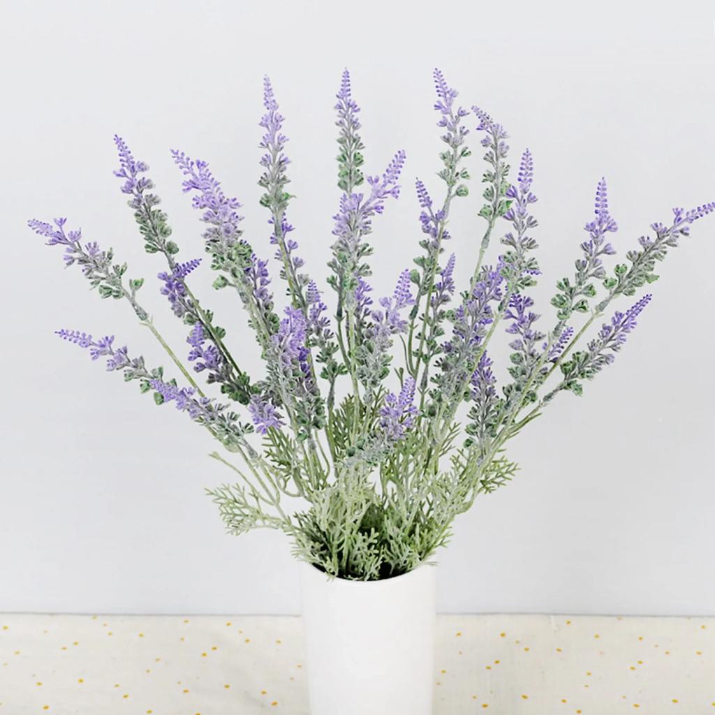 12 Branches/5 Branches Simulated Lavender Plastic Pastoral Design Simulated Flower Branch Lavender Flowers Home Wedding Decor
