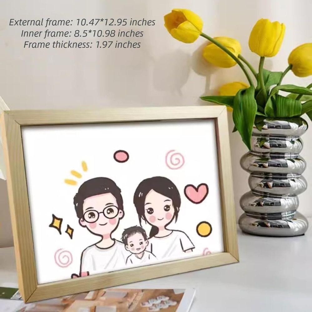 Rotatable Photo Frame Changeable Picture Frame Creative Wooden Kids Art Frame  for Kids