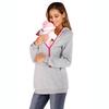 Women Maternity Zipper  Long Sleeved Hooded Collar Blouse Sweatshirt
