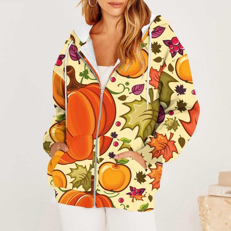 New Fashion Halloween Pumpkin 3D Printed Zipper Hoodie
