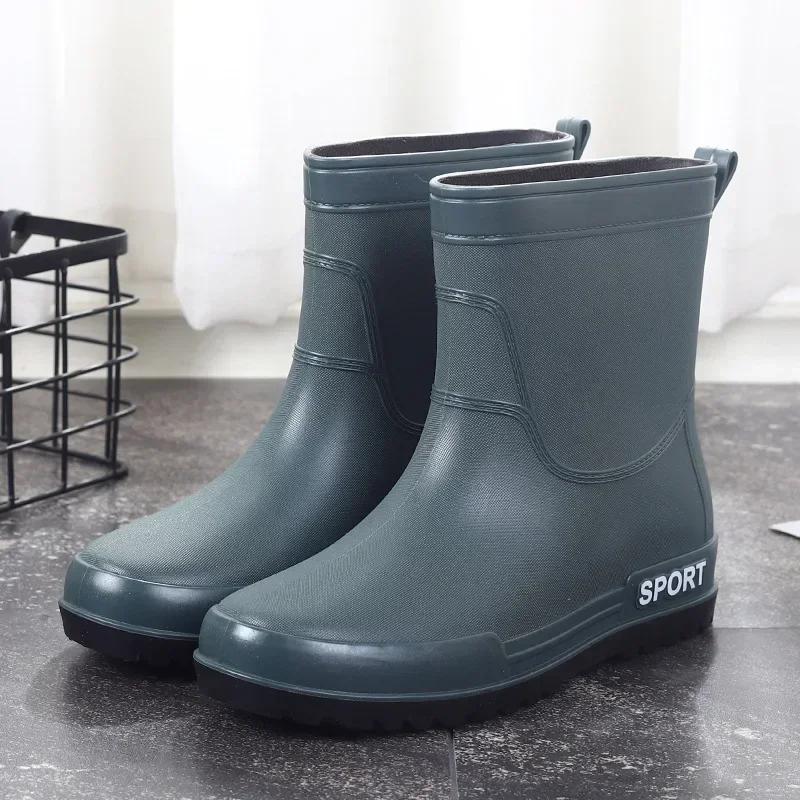 Fashion Men Rain Shoes, Waterproof and Non Slip, Outdoor Fishing, Kitchen Work Rubber Shoes, Wear-resistant Water Shoes Sneaker