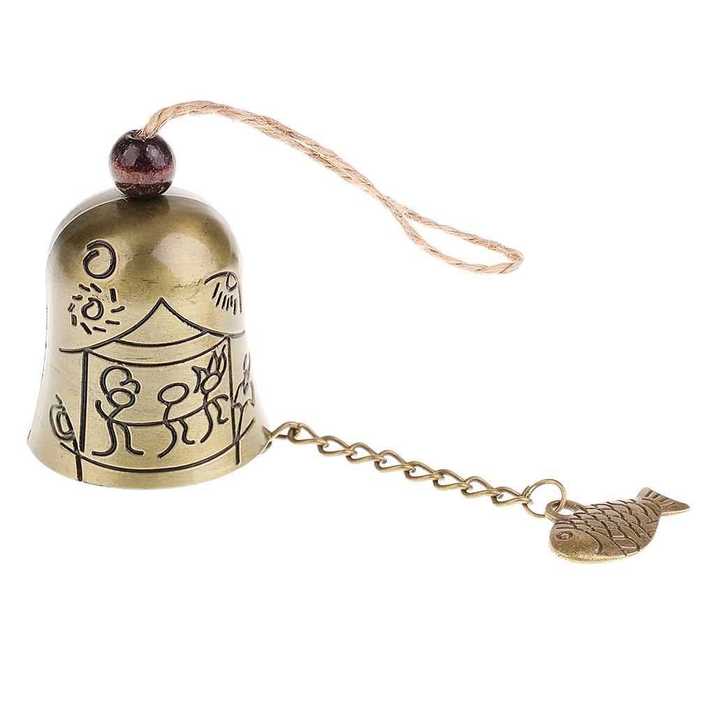 Lucky Feng Shui Bell Buddha Coin for Wealth and Safe & Success - Home Garden Patio Tree Car Interiors Hanging Charm Wind Chime