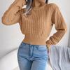 Autumn and Winter Street Style Twist Long-sleeved Navel-baring Knitted Sweater